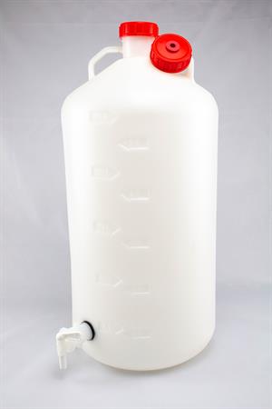 Vinballong med 2 lock och tappkran, plast, 25 liter
